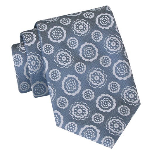 Klasyczny, Szeroki Krawat Męski CHATTIER - Niebieski w Duże Grochy KRCH1361 ze sklepu JegoSzafa.pl w kategorii Krawaty - zdjęcie 160042790