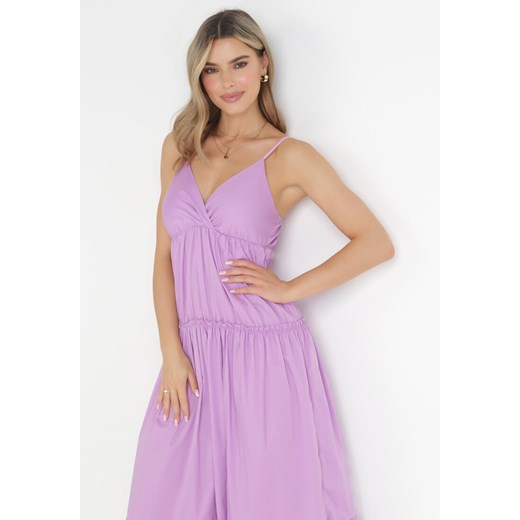 Born2be sukienka fioletowa z elastanu na ramiączkach 