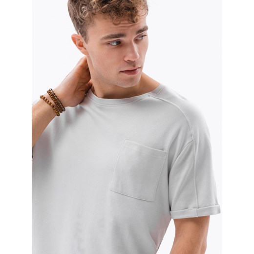 T-shirt męski bawełniany - jasnoszary S1386 S okazyjna cena ombre