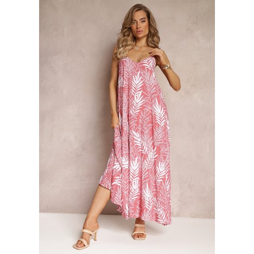 Różowa Rozkloszowana Sukienka Maxi na Ramiączkach Dris ze sklepu Renee odzież w kategorii Sukienki - zdjęcie 160052883