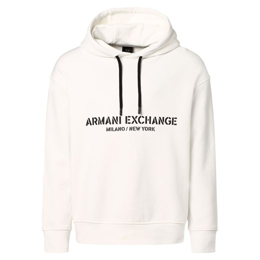 Armani Exchange Męska bluza z kapturem Mężczyźni Bawełna biały nadruk ze sklepu vangraaf w kategorii Bluzy męskie - zdjęcie 160056921