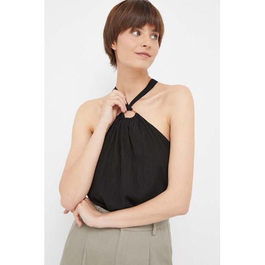 Dkny bluzka damska kolor czarny gładka ze sklepu ANSWEAR.com w kategorii Bluzki damskie - zdjęcie 160057634