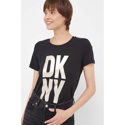 Dkny t-shirt damski kolor czarny ze sklepu ANSWEAR.com w kategorii Bluzki damskie - zdjęcie 160058044