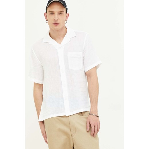 Abercrombie &amp; Fitch koszula bawełniana męska kolor biały regular ze sklepu ANSWEAR.com w kategorii Koszule męskie - zdjęcie 160071540