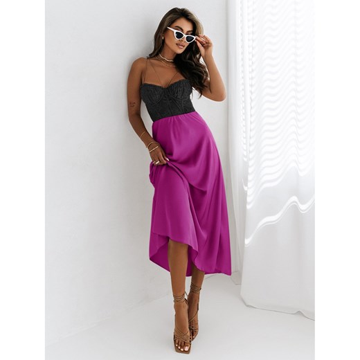 Elegancka satynowa spódnica maxi SATEEN - fuksjowa Magmac one size magmac.pl