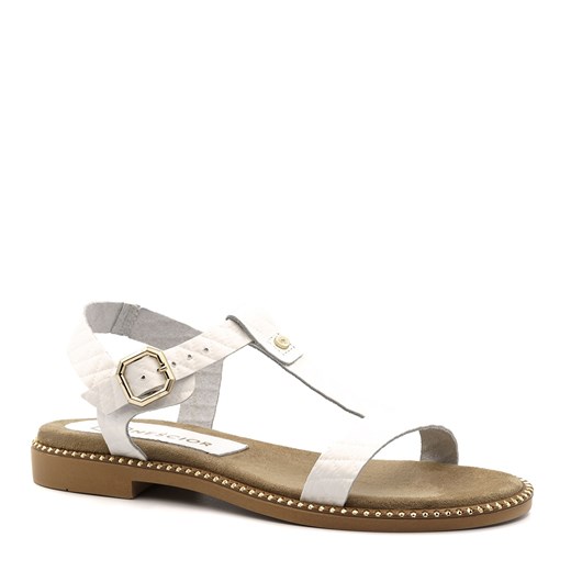 Białe skórzane sandały 167T ze sklepu NESCIOR w kategorii Sandały damskie - zdjęcie 160084890