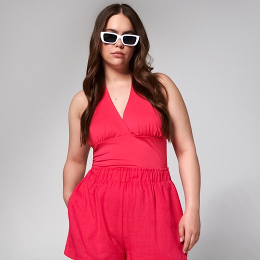 Sinsay - Crop top z wiązaniem - Różowy Sinsay S okazja Sinsay