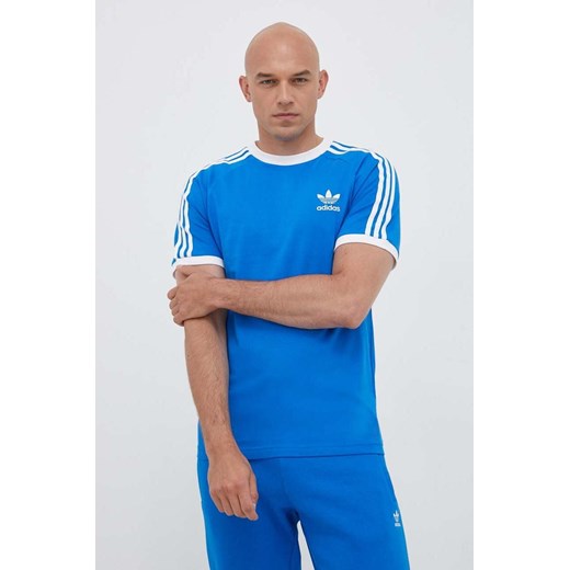 adidas Originals t-shirt bawełniany kolor niebieski z aplikacją L ANSWEAR.com