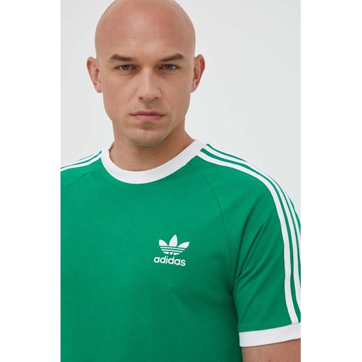 adidas Originals t-shirt bawełniany Adicolor Classics 3-Stripes Tee kolor zielony z nadrukiem IM0410 ze sklepu ANSWEAR.com w kategorii T-shirty męskie - zdjęcie 160146673