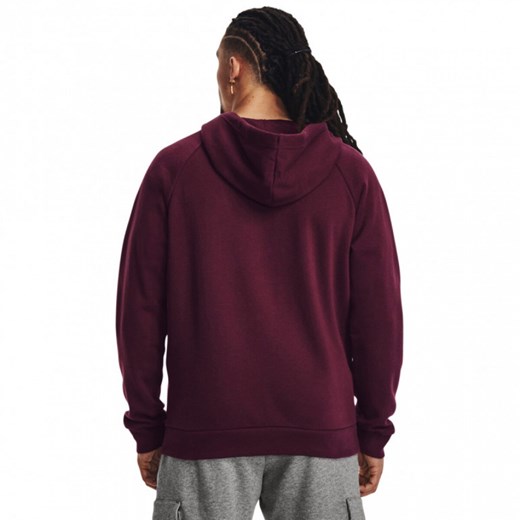 Męska bluza dresowa rozpinana z kapturem Under Armour UA Rival Fleece FZ Hoodie - bordowa ze sklepu Sportstylestory.com w kategorii Bluzy męskie - zdjęcie 160204241