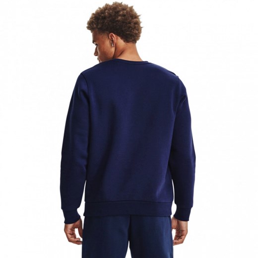 Męska bluza dresowa nierozpinana bez kaptura Under Armour UA Essential Fleece Crew - granatowa ze sklepu Sportstylestory.com w kategorii Bluzy męskie - zdjęcie 160204451