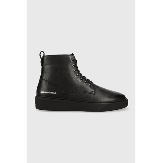 Karl Lagerfeld buty skórzane FLINT męskie kolor czarny KL53350 ze sklepu ANSWEAR.com w kategorii Buty zimowe męskie - zdjęcie 160206821