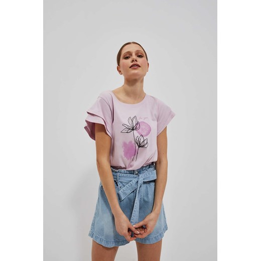 T-shirt z nadrukiem liliowy ze sklepu Moodo.pl w kategorii Bluzki damskie - zdjęcie 160208213