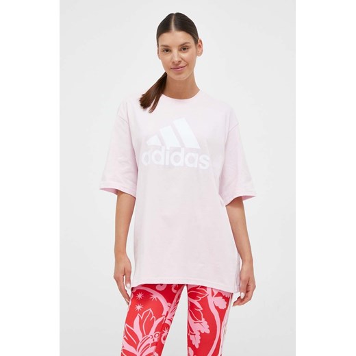 Bluzka damska Adidas z bawełny z okrągłym dekoltem 