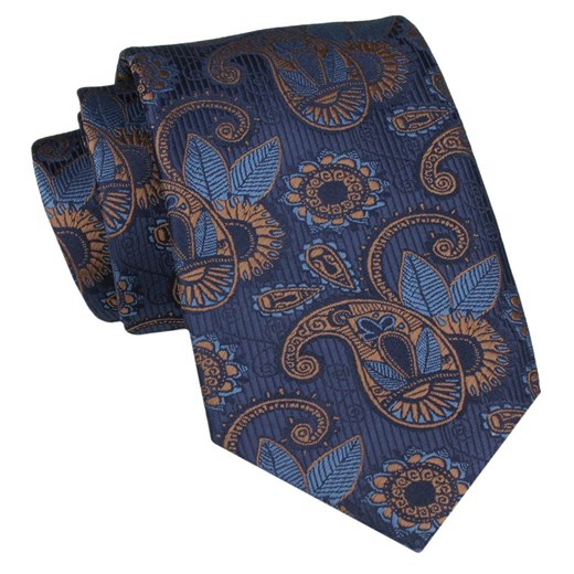 Klasyczny Krawat Męski - ALTIES - Ciemnoniebieski, Wzór KRALTS0887 ze sklepu JegoSzafa.pl w kategorii Krawaty - zdjęcie 160216742