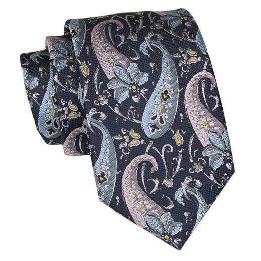 Klasyczny Krawat Męski - ALTIES - Kolorowy, Duży Wzór KRALTS0904 ze sklepu JegoSzafa.pl w kategorii Krawaty - zdjęcie 160216782