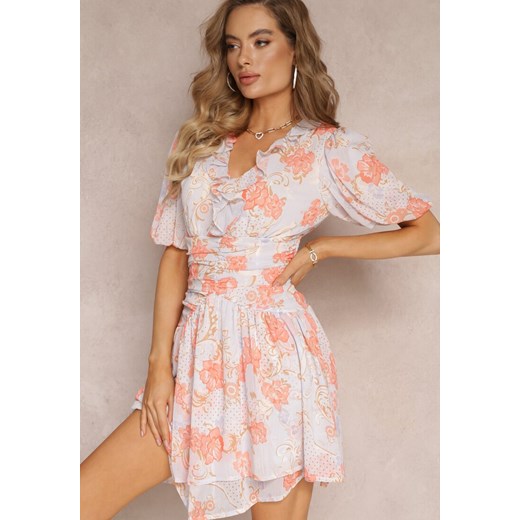 Jasnoniebiesko-Pomarańczowa Sukienka Hippinca ze sklepu Renee odzież w kategorii Sukienki - zdjęcie 160219162