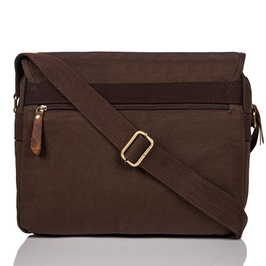 Torba Męska Brązowa Na Ramię Z Canvasu T-17-Br Paolo Peruzzi one size Paolo Peruzzi