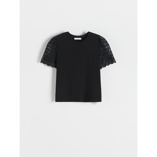 Bluzka damska czarna Reserved z krótkim rękawem 