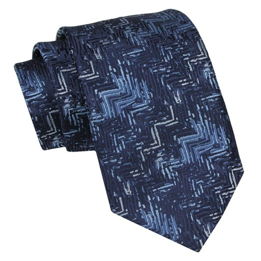 Klasyczny Męski Krawat - ALTIES - Odcienie Niebieskiego i Granatu KRALTS0929 ze sklepu JegoSzafa.pl w kategorii Krawaty - zdjęcie 160291753