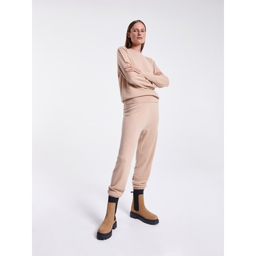 Reserved - Kaszmirowe joggersy - Beżowy Reserved M okazja Reserved