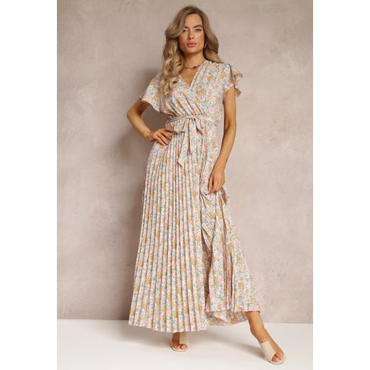 Sukienka Renee w kwiaty maxi z krótkimi rękawami w stylu boho 