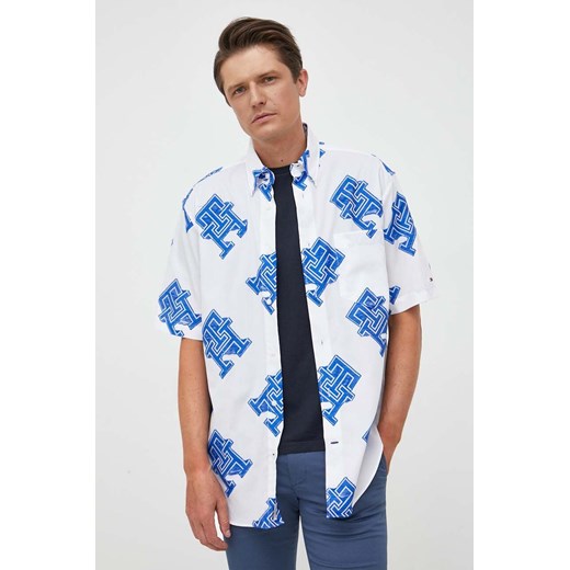 Koszula męska wielokolorowa Tommy Hilfiger z kołnierzykiem button down z długim rękawem w abstrakcyjnym wzorze