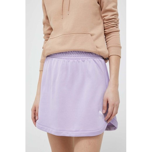 Puma spódnica kolor fioletowy mini prosta ze sklepu ANSWEAR.com w kategorii Spódnice - zdjęcie 160335300