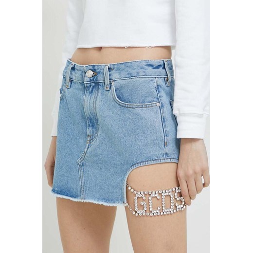 GCDS spódnica jeansowa kolor niebieski mini prosta ze sklepu ANSWEAR.com w kategorii Spódnice - zdjęcie 160336213