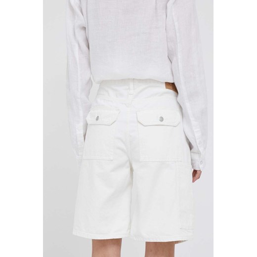 Calvin Klein Jeans szorty jeansowe damskie kolor biały gładkie high waist 29 wyprzedaż ANSWEAR.com