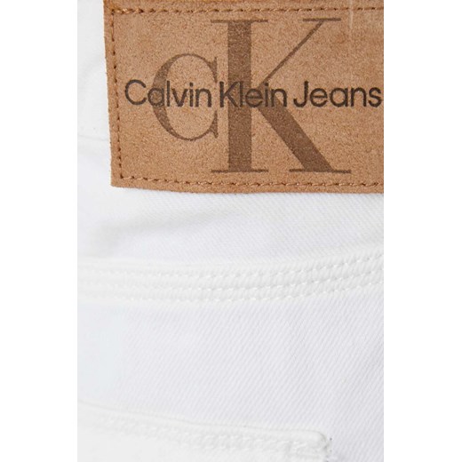 Calvin Klein Jeans szorty jeansowe damskie kolor biały gładkie high waist 28 wyprzedaż ANSWEAR.com