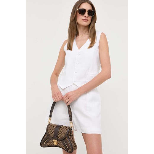 Bardot szorty lniane kolor beżowy gładkie high waist L ANSWEAR.com
