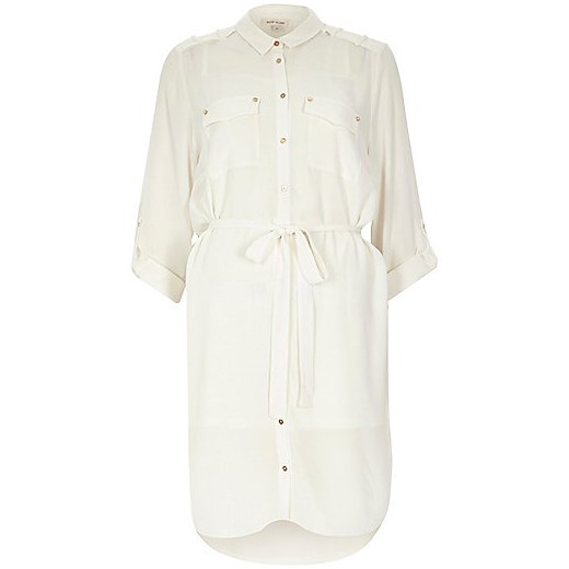 White lightweight shirt dress river-island bezowy t-shirty