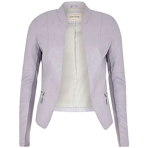 Pale purple leather-look fitted jacket river-island szary 