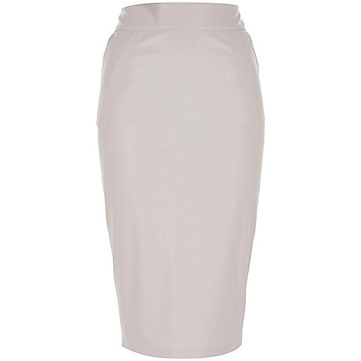 Pale lilac leather-look pencil skirt river-island szary skóra
