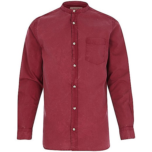 Red Oxford grandad shirt river-island czerwony Oksfordki damskie