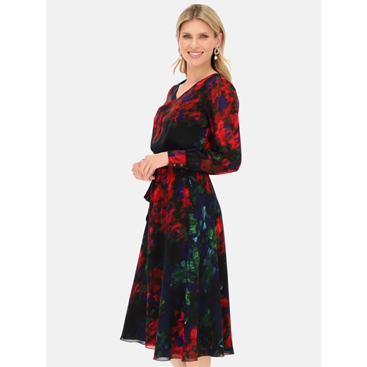 Granatowa sukienka midi w kwiatowy wzór Potis & Verso Rubi Potis & Verso 46 Eye For Fashion