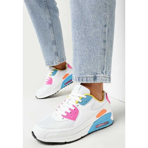 Biało-Niebieskie Sneakersy na Grubej Podeszwie z Wstawką Denni ze sklepu born2be.pl w kategorii Buty sportowe damskie - zdjęcie 160412674