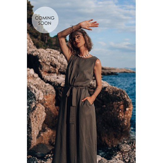 Sukienka Naoko-store.pl w serek luźna na ramiączkach maxi na spacer