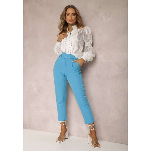 Niebieskie Spodnie z Paskiem Eudea ze sklepu Renee odzież w kategorii Spodnie damskie - zdjęcie 160422333