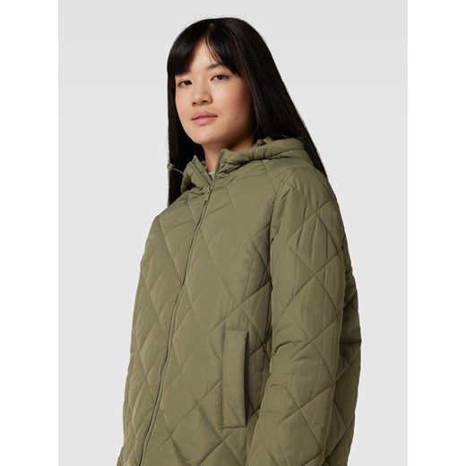 Montego kurtka damska krótka zielona z kapturem casual na jesień 