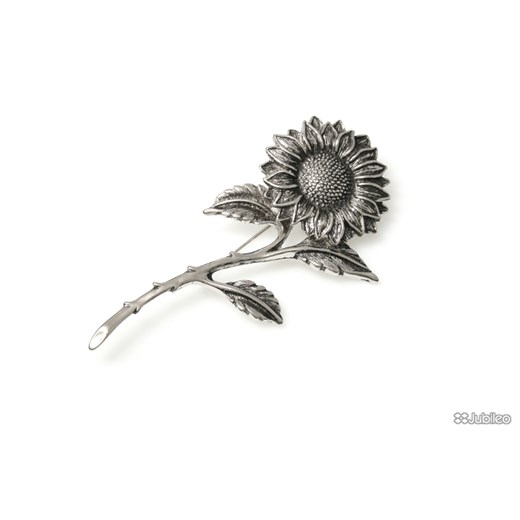BROSZKA SŁONECZNIK kwiaty kolor stare srebro jubileo-pl  metal