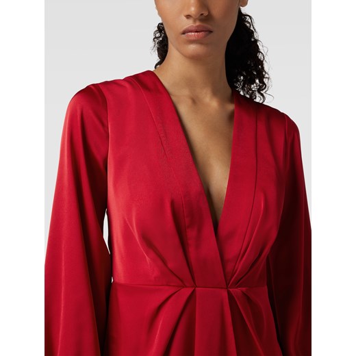 Sukienka Jake*s czerwona kopertowa mini z długim rękawem na sylwestra 