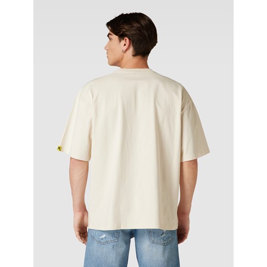 Review t-shirt męski beżowy na wiosnę z nadrukami z krótkimi rękawami 