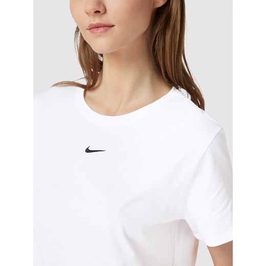 Bluzka damska Nike casual z okrągłym dekoltem biała bawełniana z krótkimi rękawami 