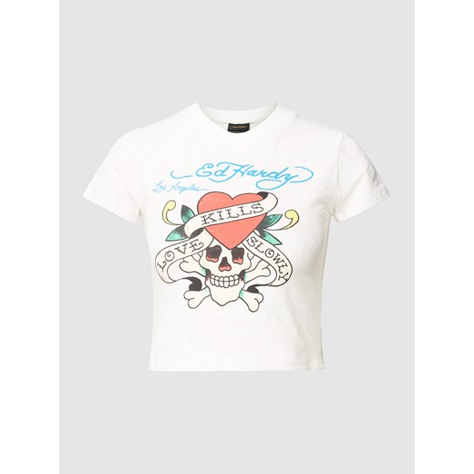 T-shirt z nadrukiem z motywem model ‘LOVE KILLS BABY’ Ed Hardy XS okazja Peek&Cloppenburg 