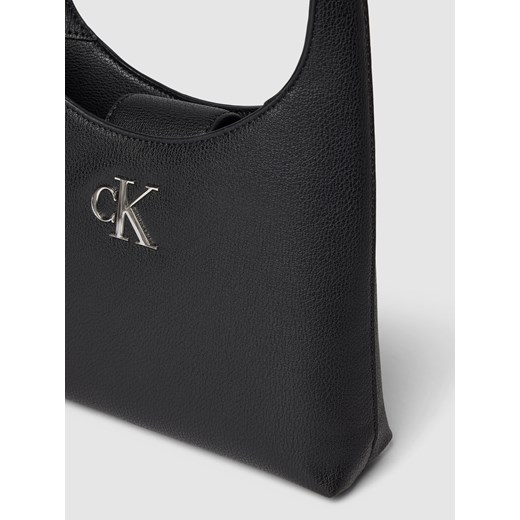 Shopper bag Calvin Klein na ramię matowa mieszcząca a6 z aplikacjami 