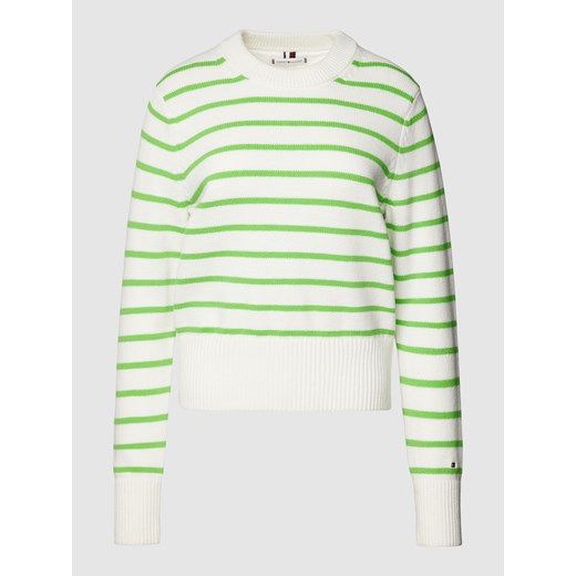 Sweter damski zielony Tommy Hilfiger z okrągłym dekoltem 