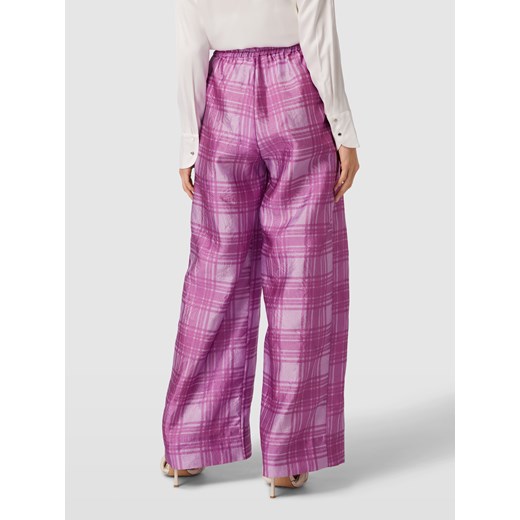 Spodnie damskie Essentiel wiosenne fioletowe w kratkę 