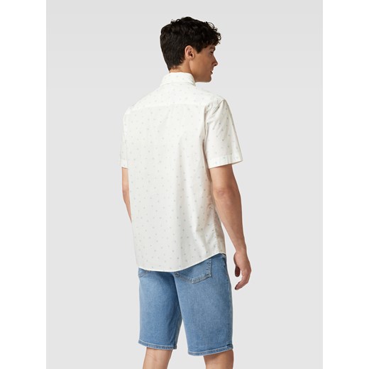 S.Oliver koszula męska biała z krótkimi rękawami z elastanu z klasycznym kołnierzykiem 